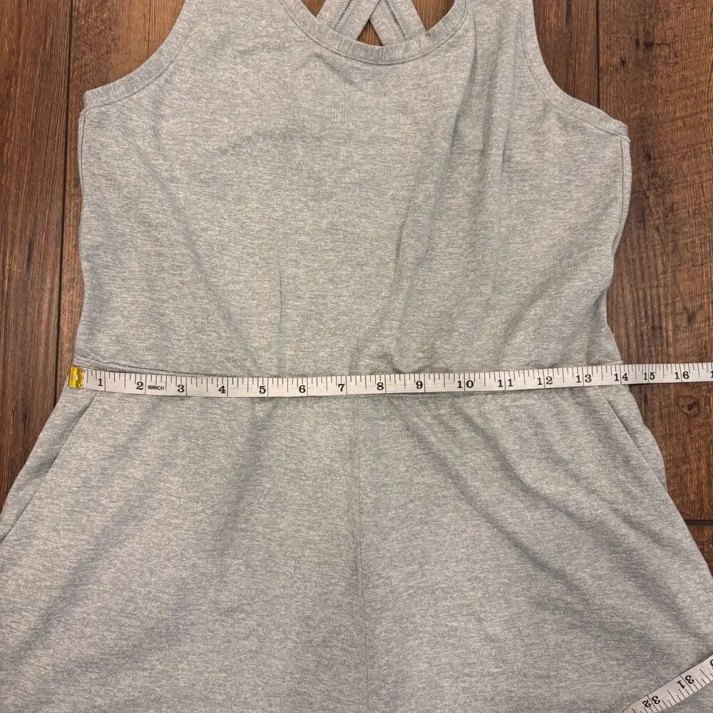 Vuori Halo Retro Romper Pale Heather Grey Soft Stretch Dreamknit Crossback Sz S
